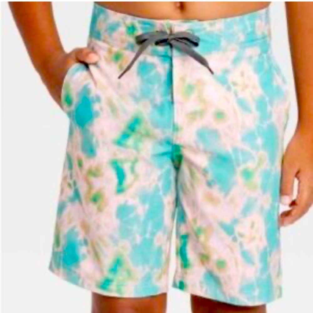Art Class Boys' Size 12 Blue & Pink Tie Dye Adjustable Waist Swim Shorts